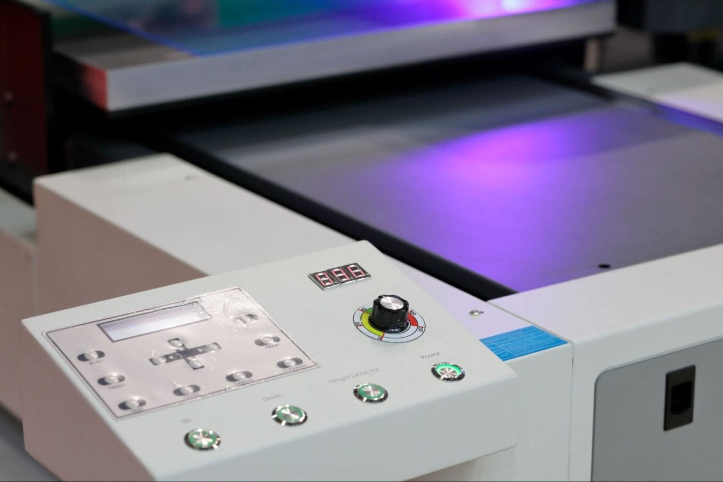 A picture of a LED UV printer.